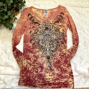 Ombré Pink Vocal Rhinestone Burnout